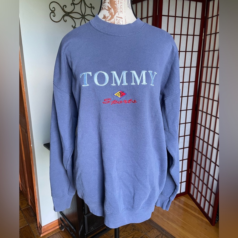 Vintage Tommy H Sports Men's Pullover Blue Sweatshirt, Size XL